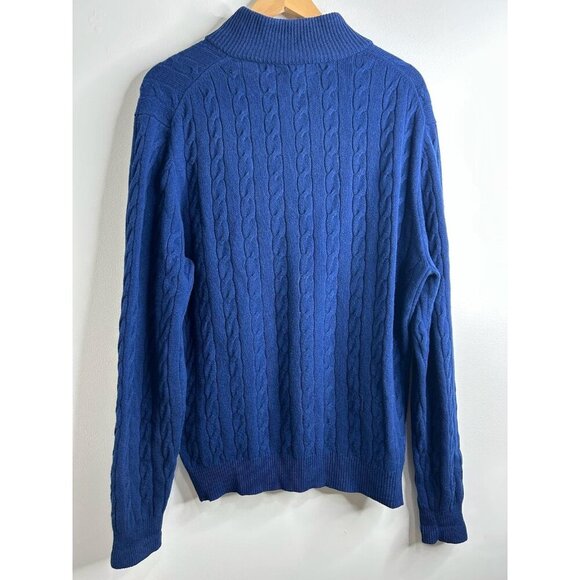 Brooks Brothers 1/4 Zip Sweater Mens L Scottish Lambswool Cable Knit Old Money - Picture 6 of 8